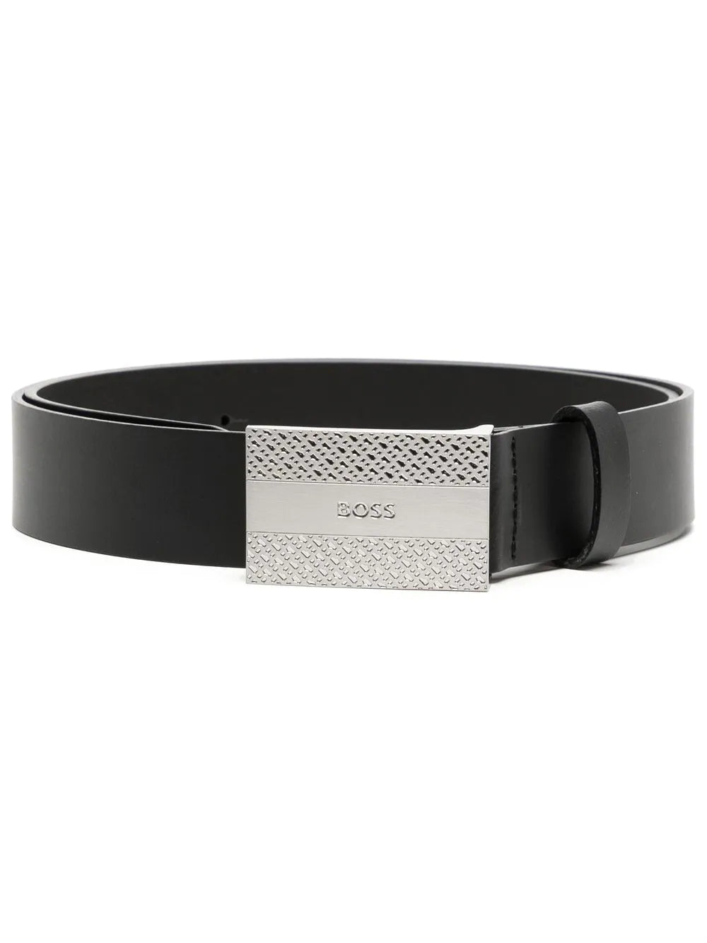 BOSS Leather Engraved-logo Belt Black - MAISONDEFASHION.COM