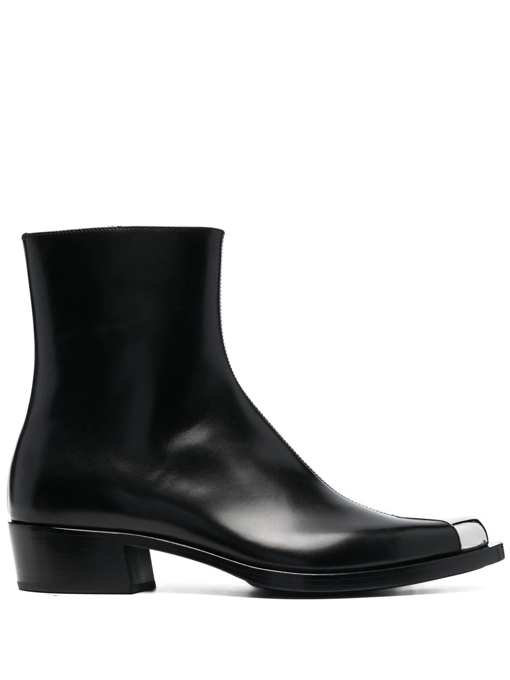 ALEXANDER MCQUEEN Metal Toecap Ankle Boots Black - MAISONDEFASHION.COM