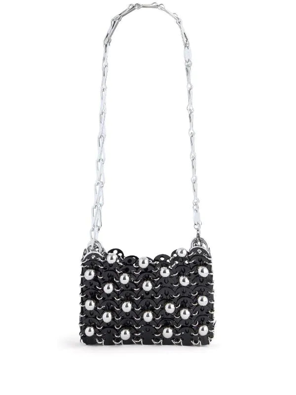 PACO RABANNE 1969 Nano Sequin Bag Black/Silver - MAISONDEFASHION.COM