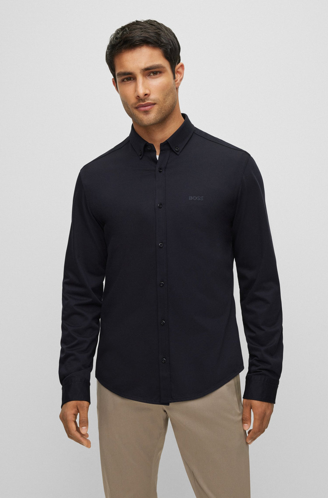 BOSS Long-sleeved Shirt Dark Blue - MAISONDEFASHION.COM