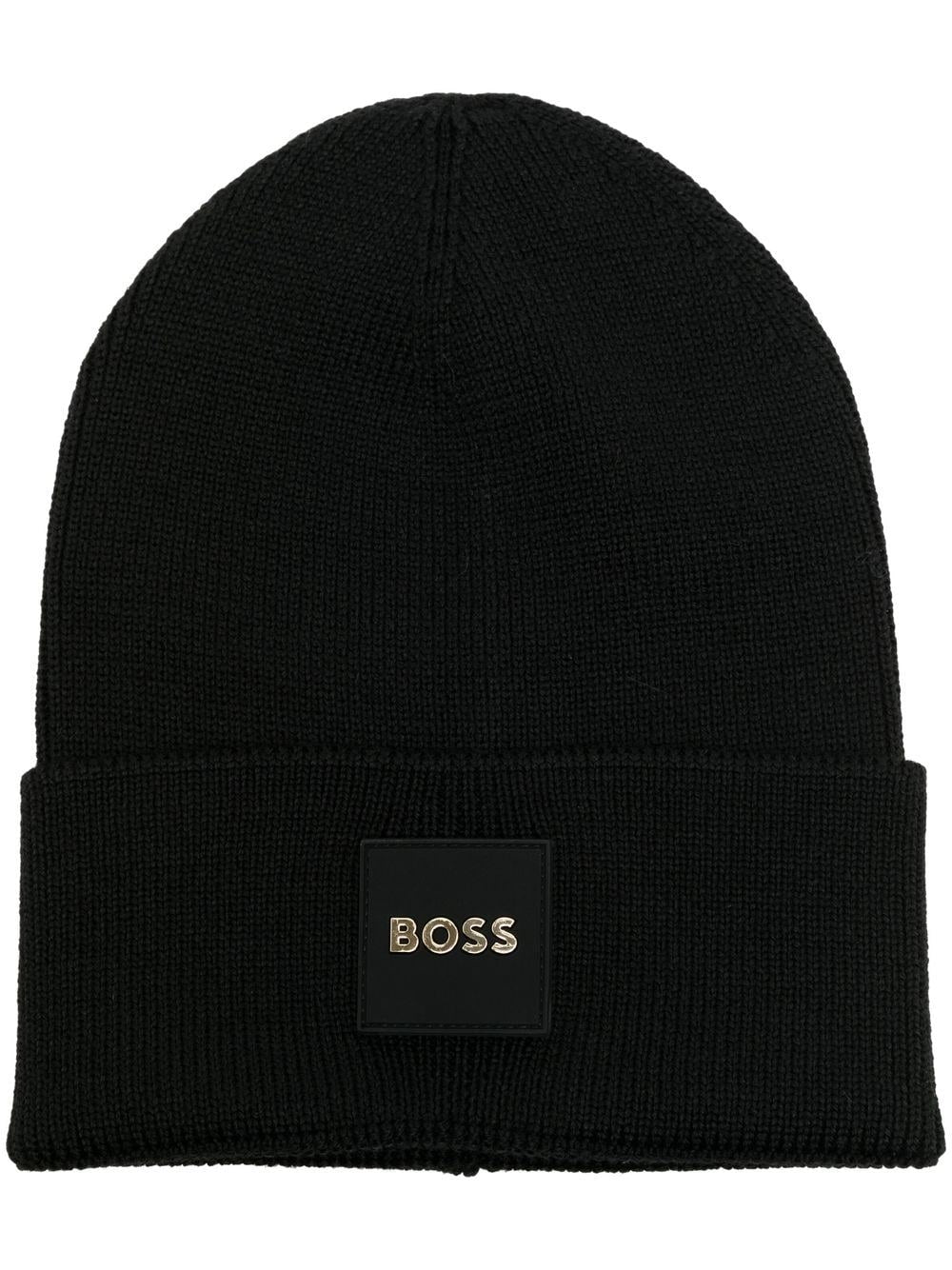 BOSS Beanie Hat Black - MAISONDEFASHION.COM