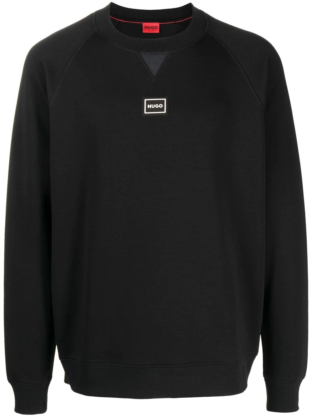 HUGO Logo-plaque Cotton Sweatshirt Black - MAISONDEFASHION.COM