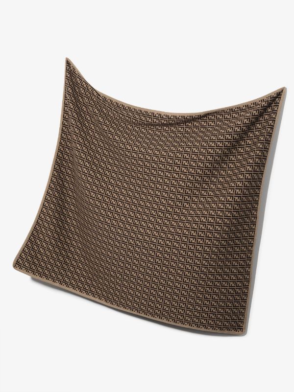 FENDI BABY FF-logo Print Blanket Brown - MAISONDEFASHION.COM