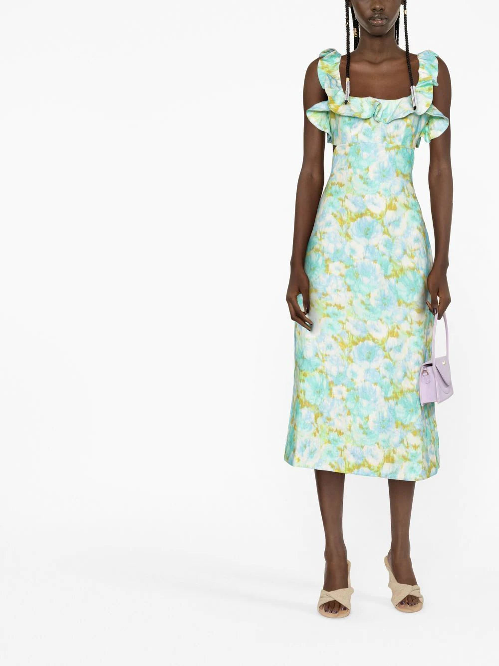 ZIMMERMANN WOMEN Floral-print Frilled Dress Light Green - MAISONDEFASHION.COM