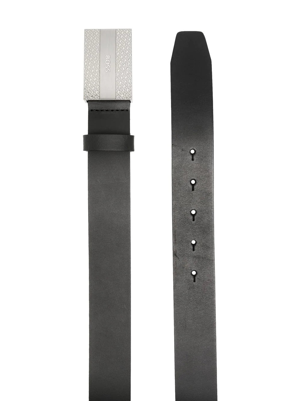 BOSS Leather Engraved-logo Belt Black - MAISONDEFASHION.COM