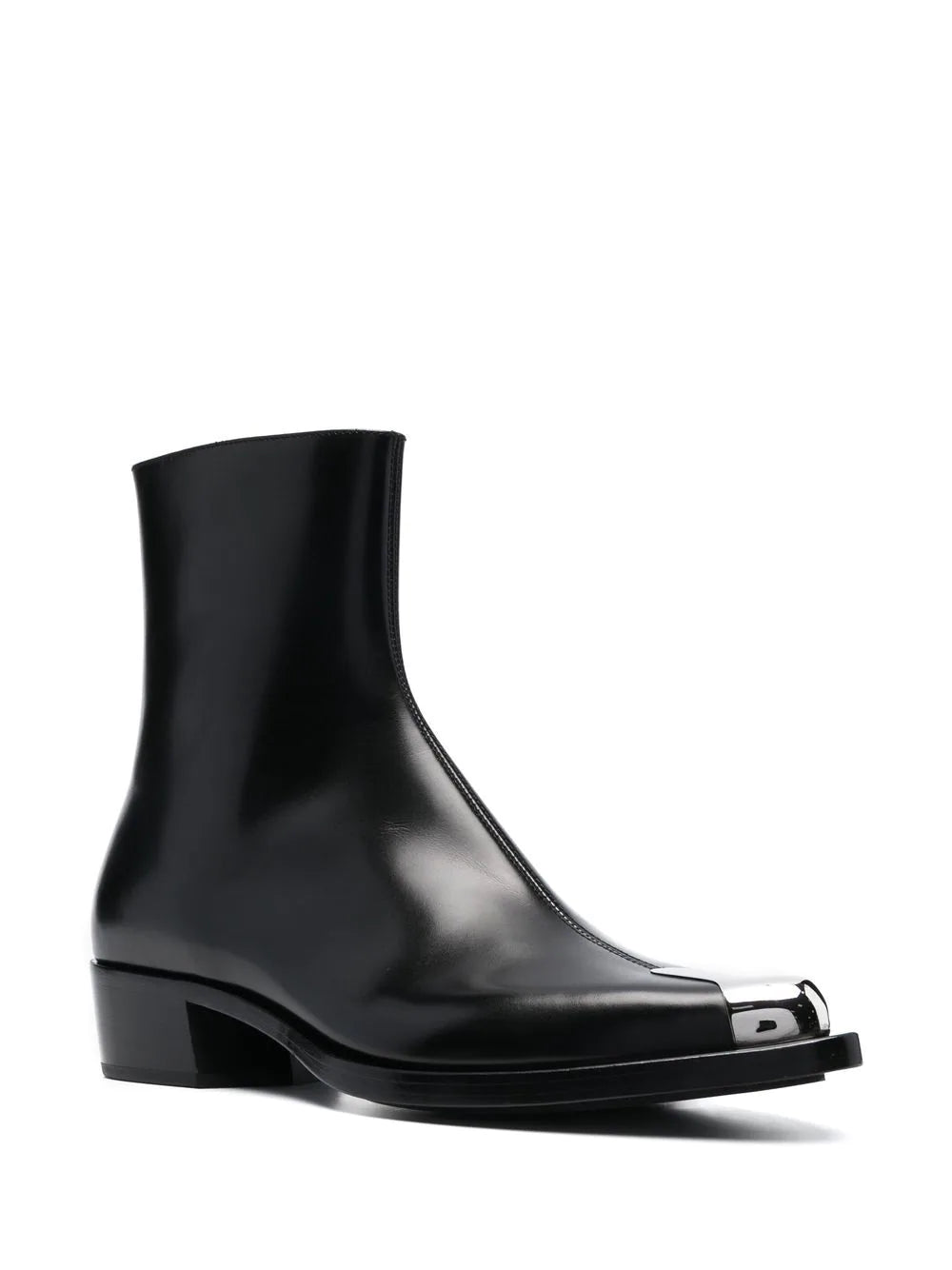 ALEXANDER MCQUEEN Metal Toecap Ankle Boots Black - MAISONDEFASHION.COM