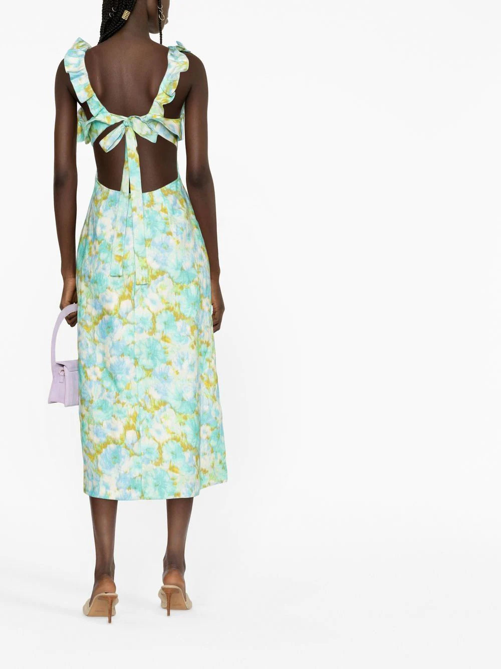 ZIMMERMANN WOMEN Floral-print Frilled Dress Light Green - MAISONDEFASHION.COM