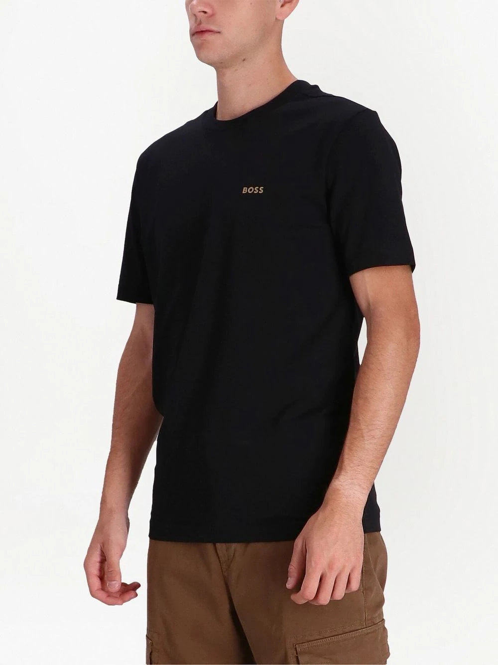 BOSS Logo-print Cotton T-shirt Black - MAISONDEFASHION.COM