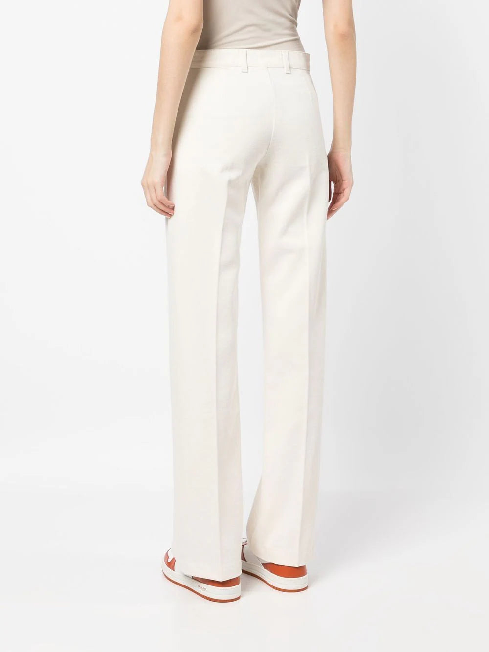 PALM ANGELS WOMEN Bull Straight Leg Denim Pants White/Fluo - MAISONDEFASHION.COM