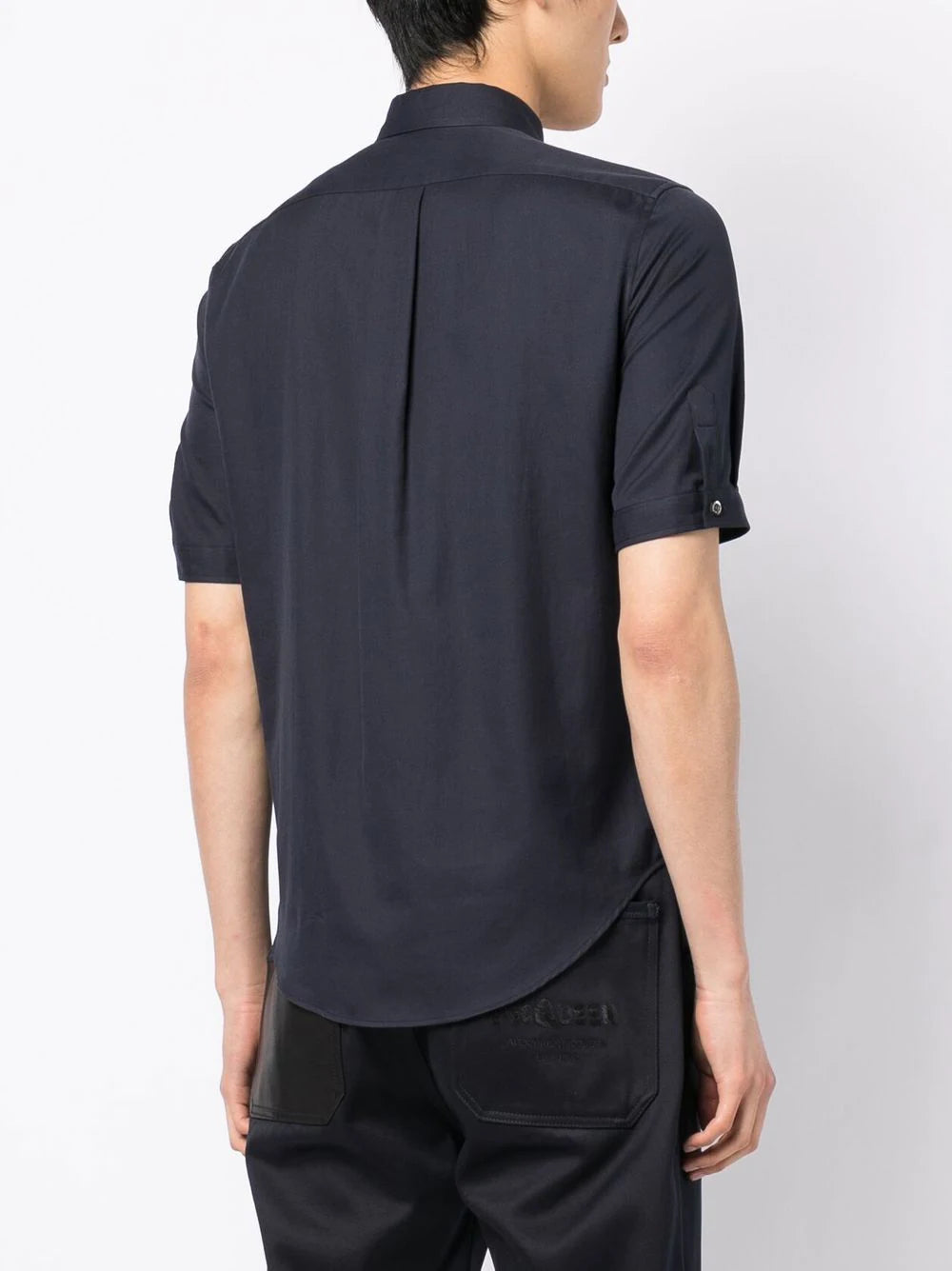 ALEXANDER MCQUEEN Small Graffiti Logo Shirt Navy - MAISONDEFASHION.COM