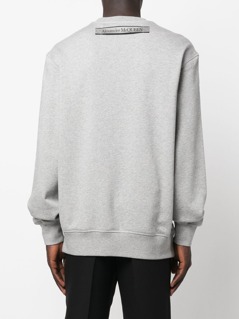 ALEXANDER MCQUEEN Selvedge Logo-tape Sweatshirt Ash Grey - MAISONDEFASHION.COM