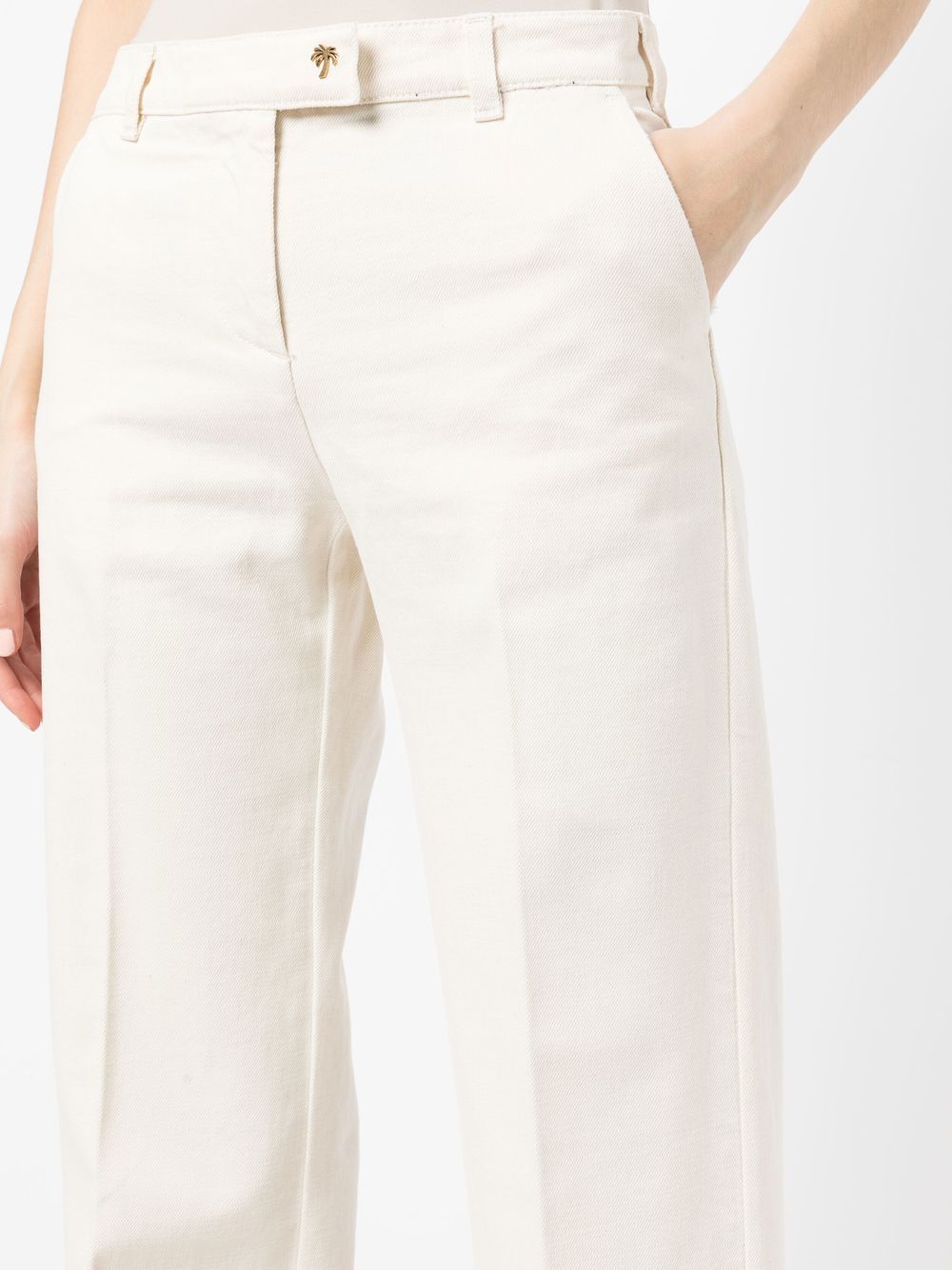 PALM ANGELS WOMEN Bull Straight Leg Denim Pants White/Fluo - MAISONDEFASHION.COM