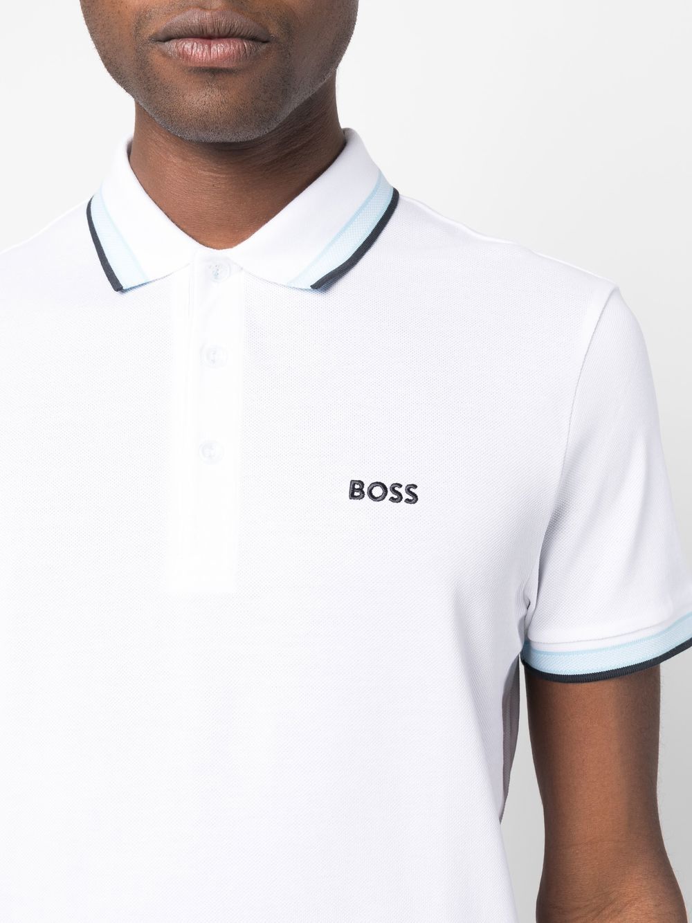 BOSS Logo-embroidered Polo Shirt Natural - MAISONDEFASHION.COM