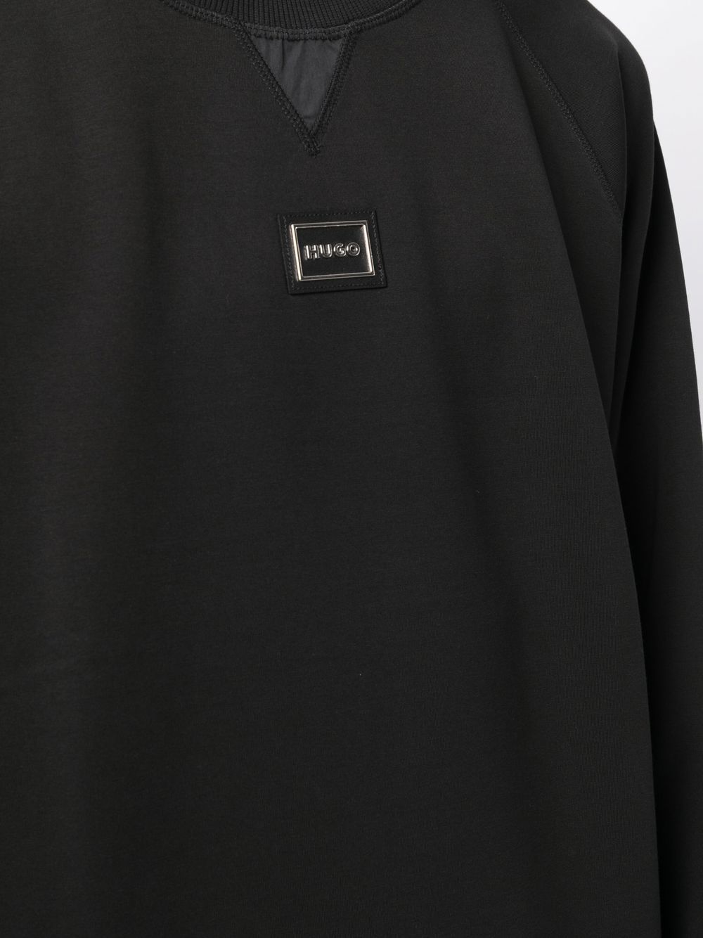 HUGO Logo-plaque Cotton Sweatshirt Black - MAISONDEFASHION.COM