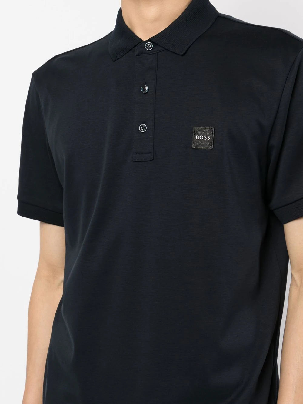 BOSS Logo-print Polo Shirt Dark Blue - MAISONDEFASHION.COM