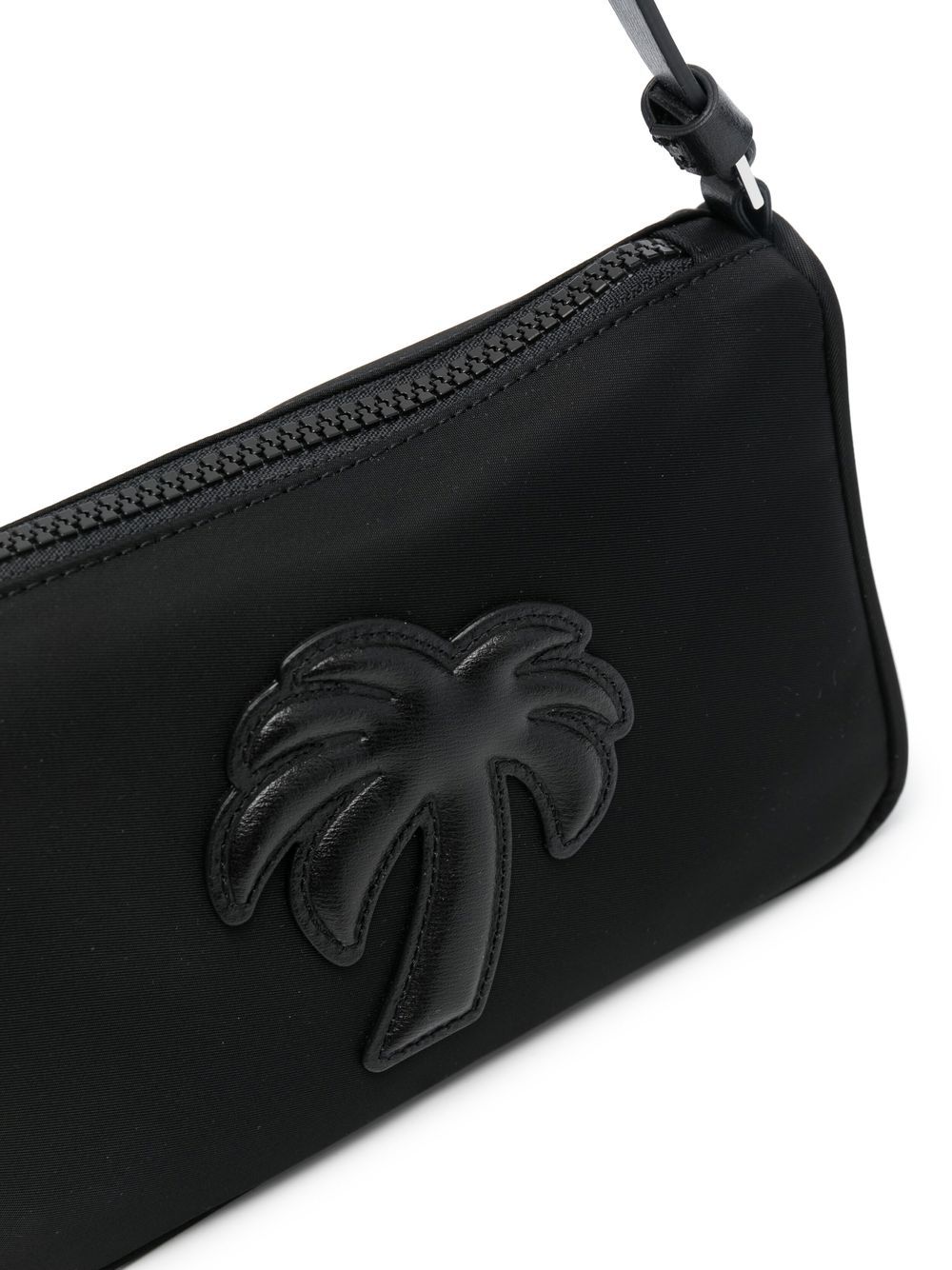 PALM ANGELS WOMEN Big Palm Nylon Pouch Black/Black - MAISONDEFASHION.COM