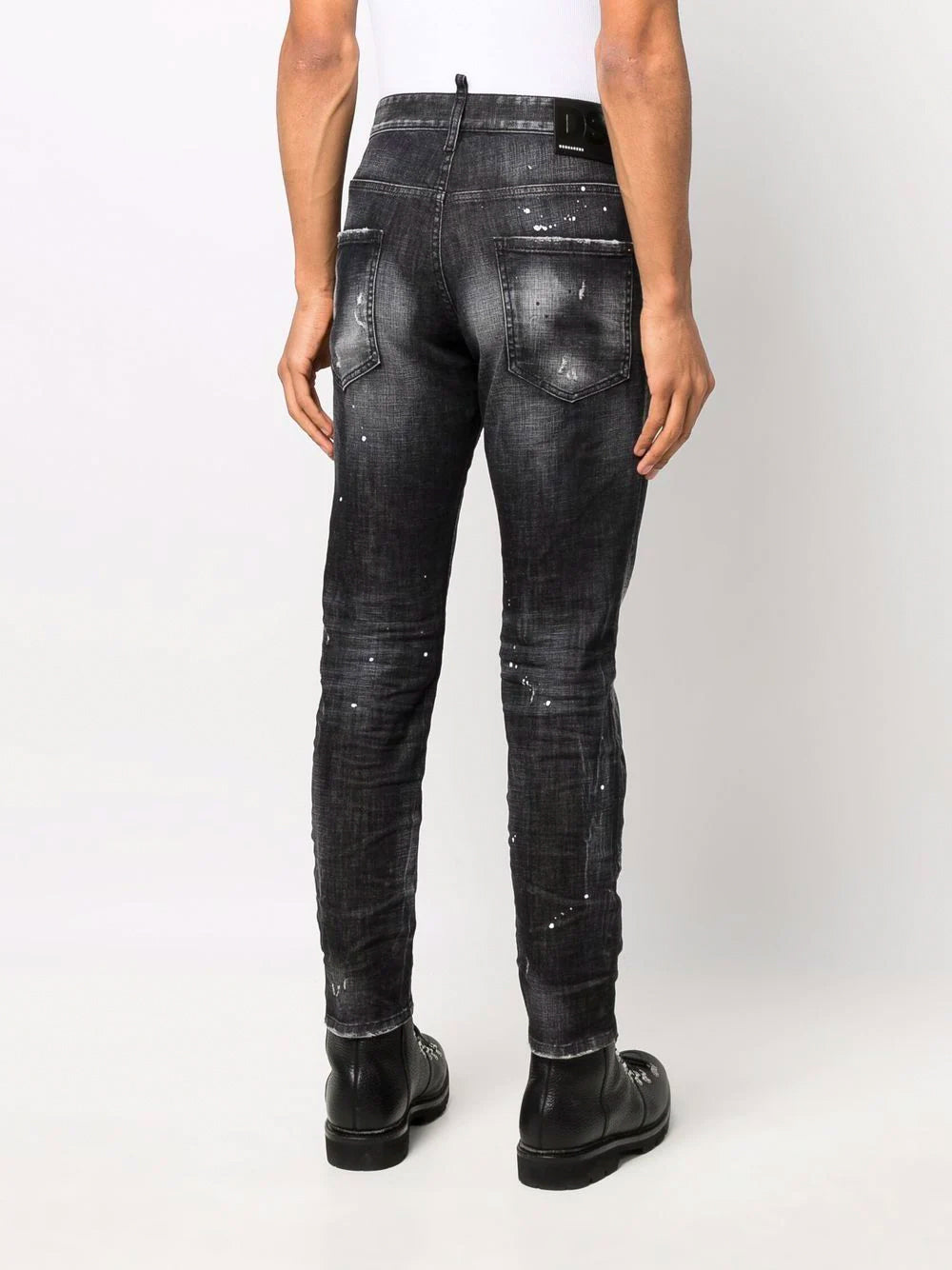 DSQUARED2 Ripped Knee Skater Denim Jeans Black - MAISONDEFASHION.COM