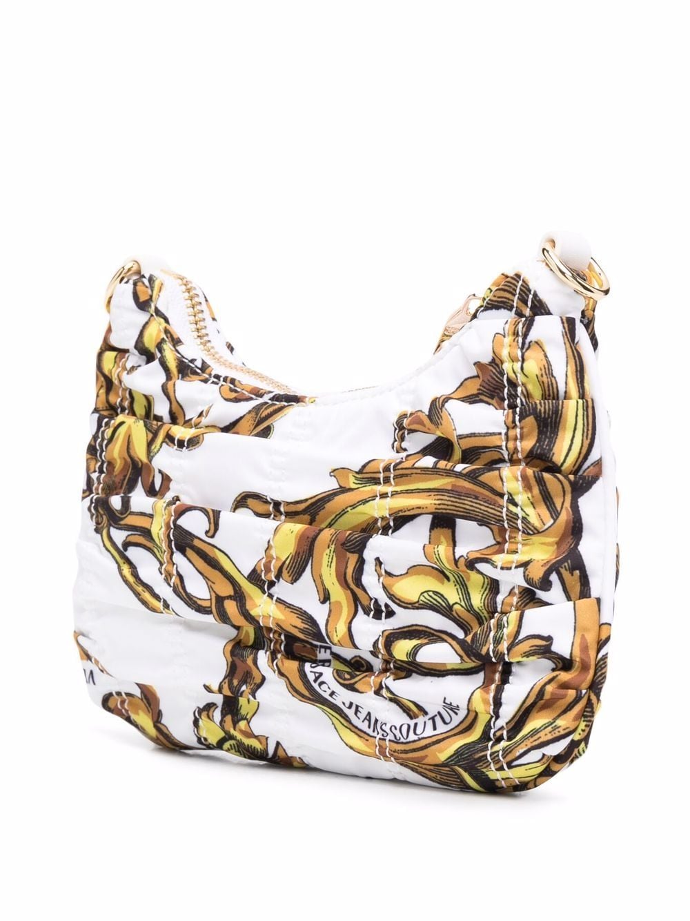 VERSACE JEANS COUTURE WOMEN Logo Plaque Pleated Baroque Bag White - MAISONDEFASHION.COM