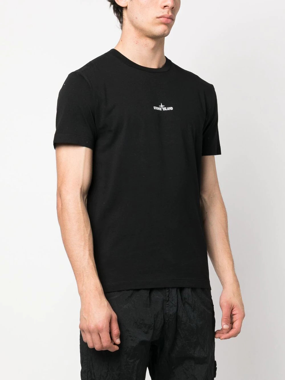 STONE ISLAND Logo Print T-Shirt Black/White - MAISONDEFASHION.COM