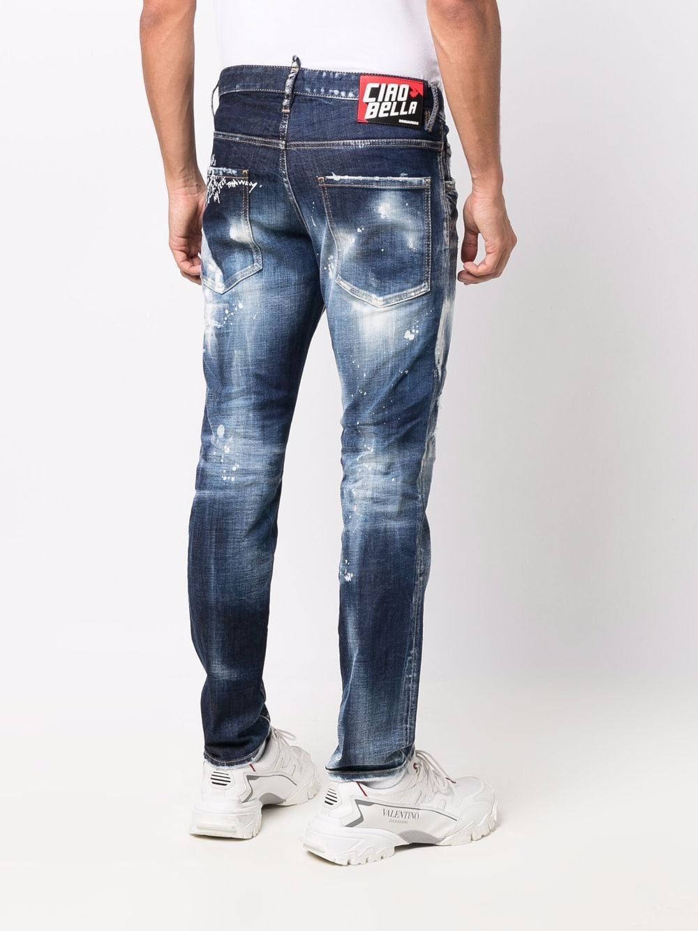 DSQUARED2 Ciao Bella Patch Distressed Jeans Blue - MAISONDEFASHION.COM