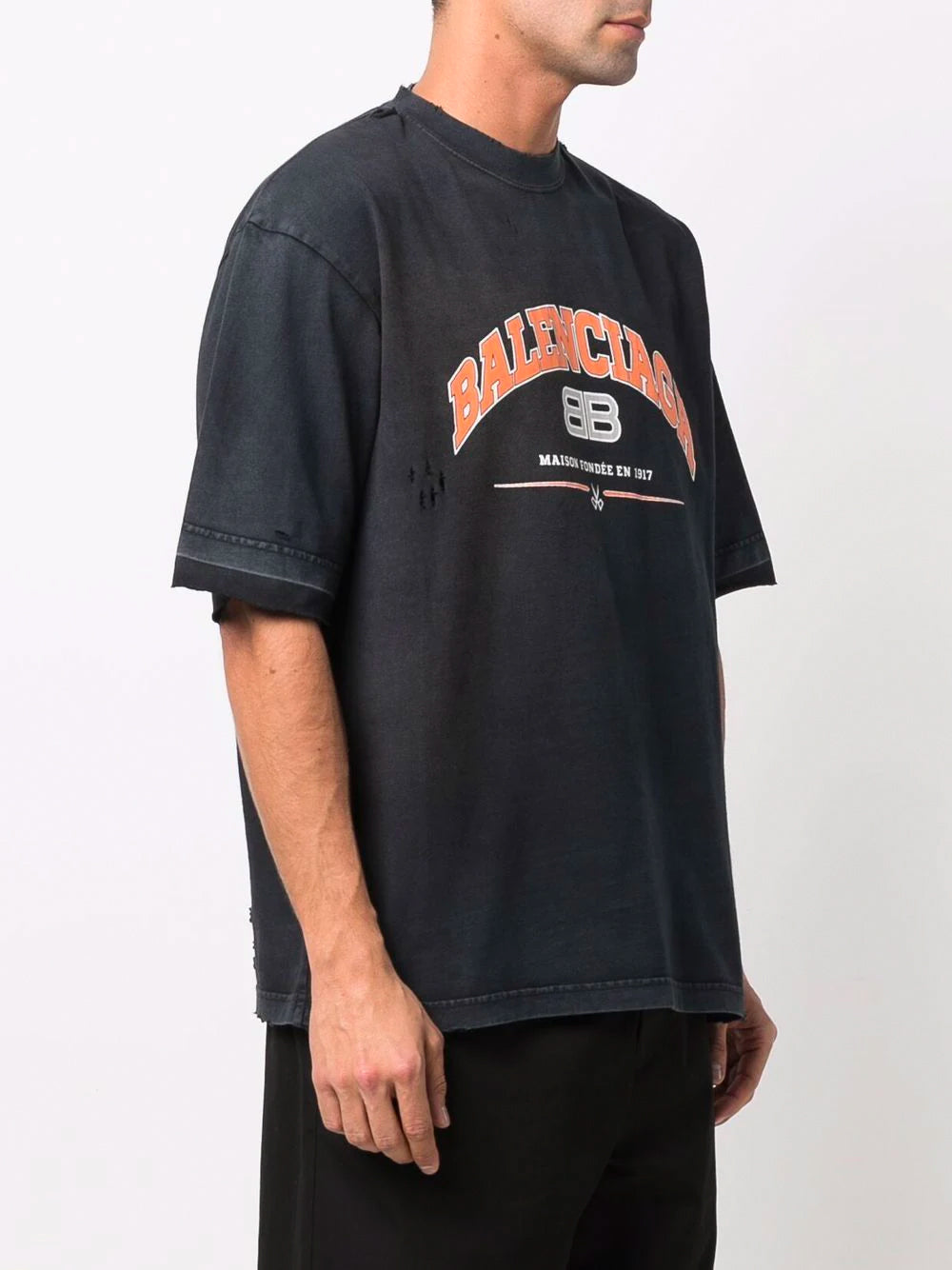 BALENCIAGA Medium Fit T-Shirt Black/Orange/White - MAISONDEFASHION.COM