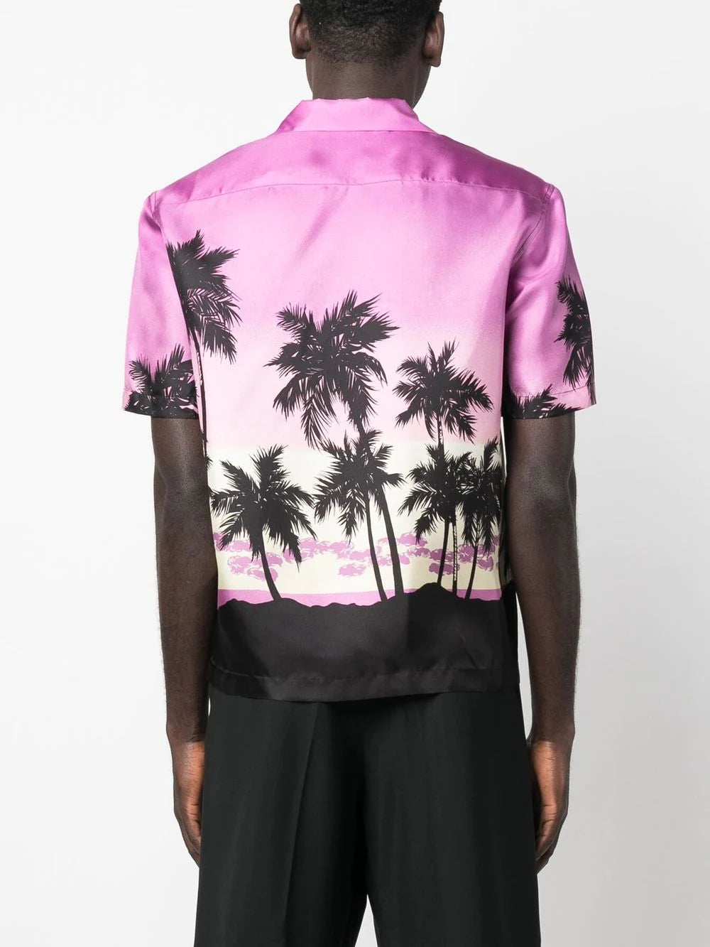 PALM ANGELS Pink Sunset Bowling Shirt Purple/Black - MAISONDEFASHION.COM