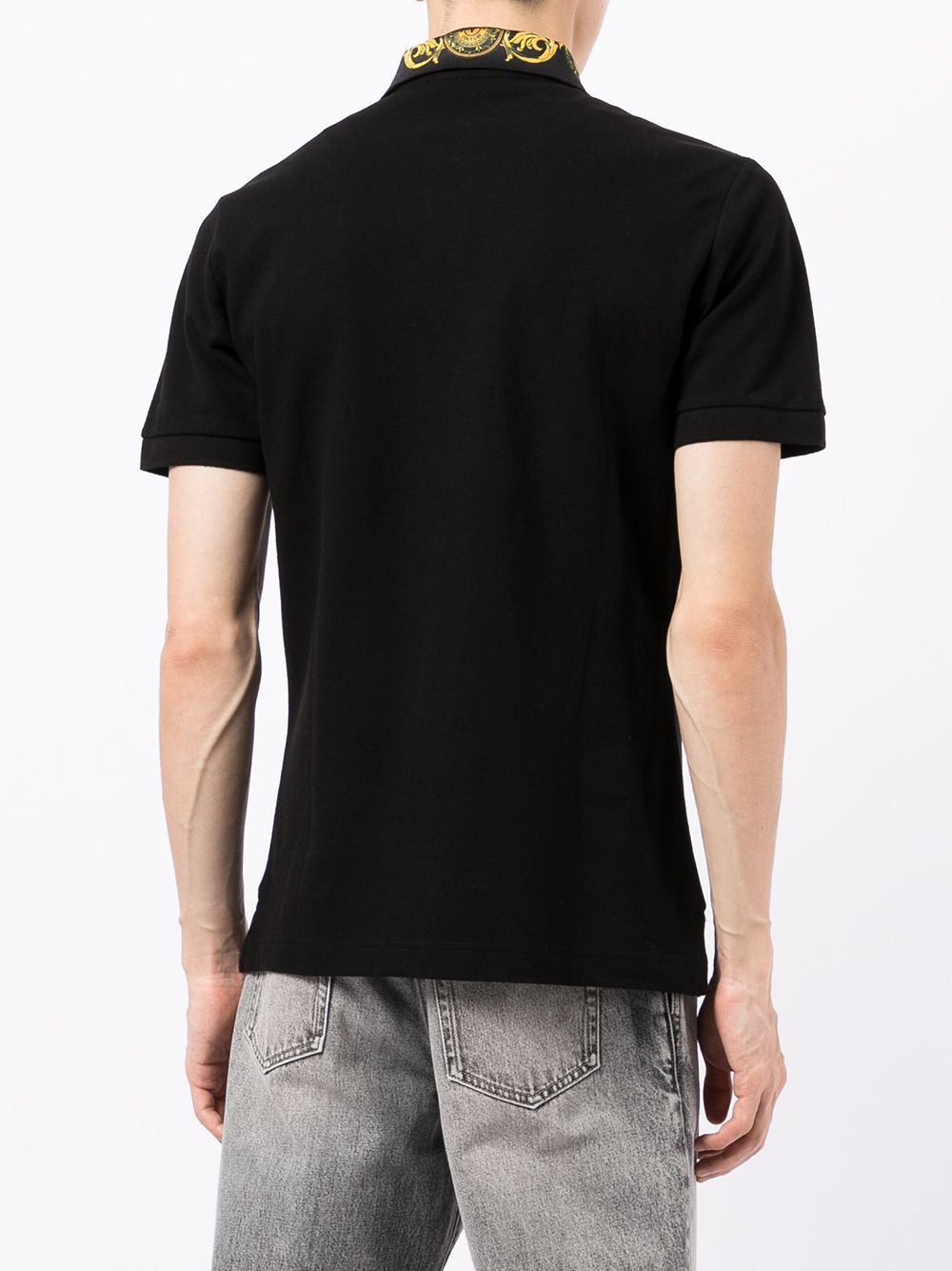 VERSACE Baroque Collar Polo Shirt Black - MAISONDEFASHION.COM