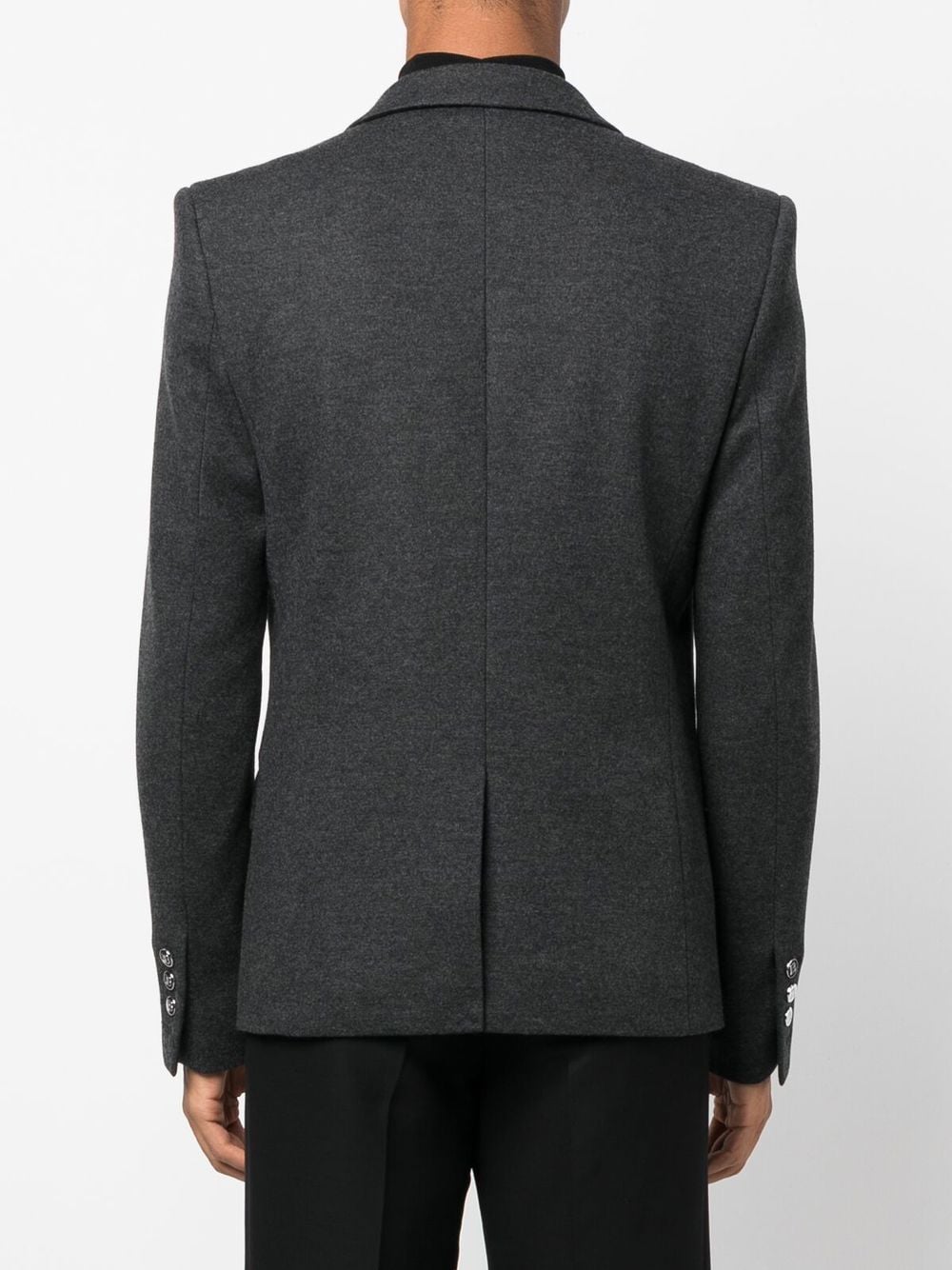 BALMAIN Double-breasted wool-twill blazer Grey - MAISONDEFASHION.COM