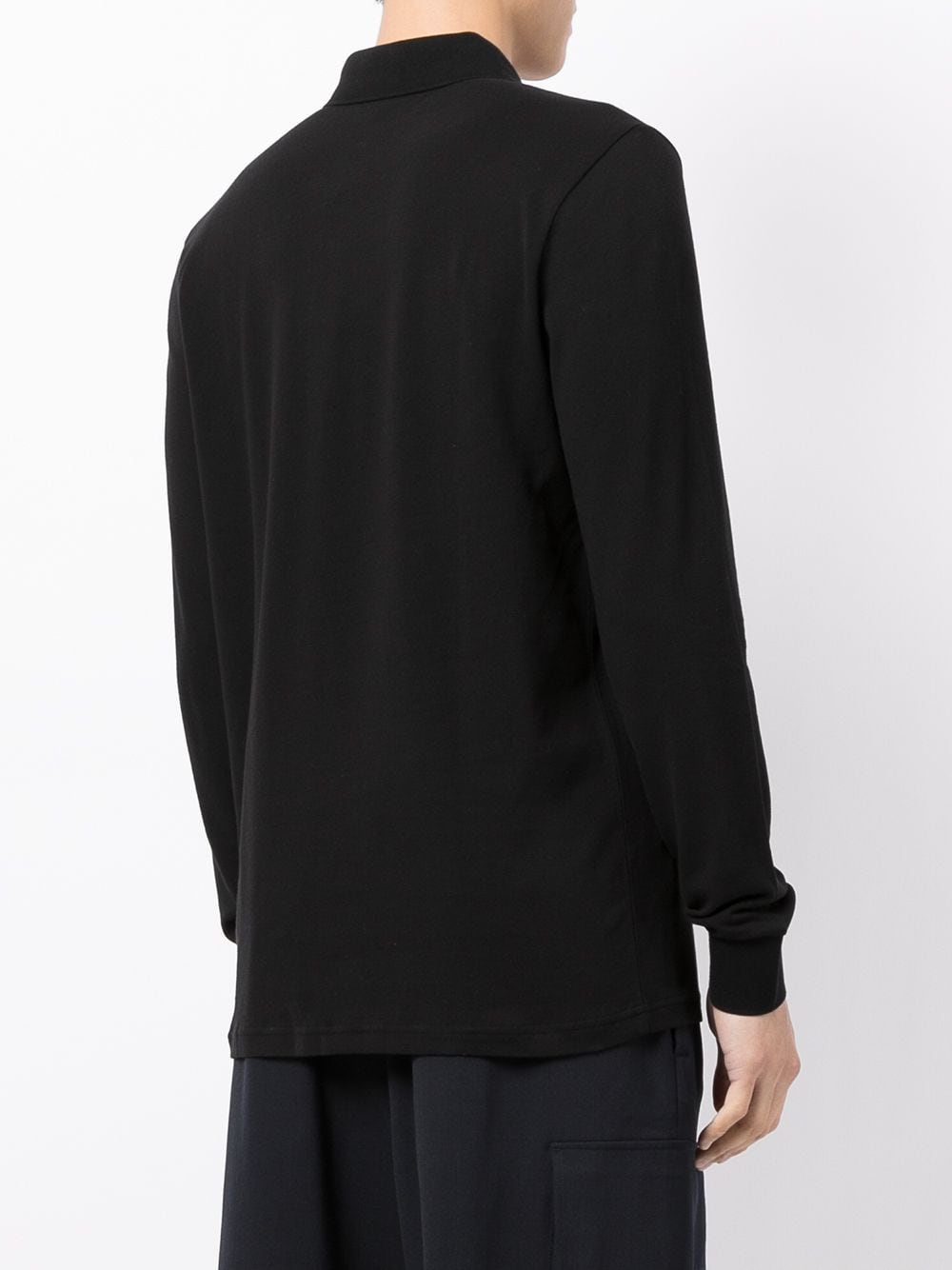 BOSS Logo Patch Long Sleeve Polo Shirt Black - MAISONDEFASHION.COM