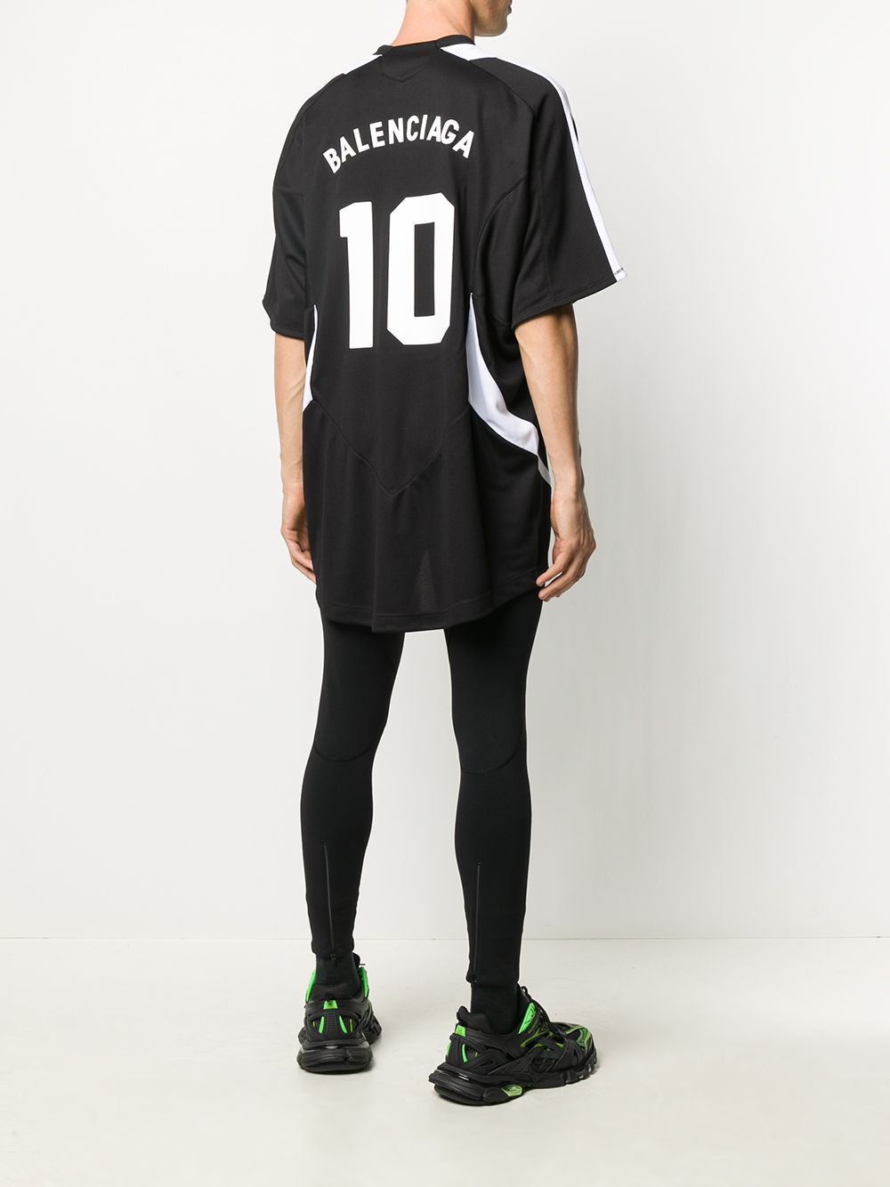 BALENCIAGA Panelled Logo Soccer Shirt Black - Maison De Fashion 