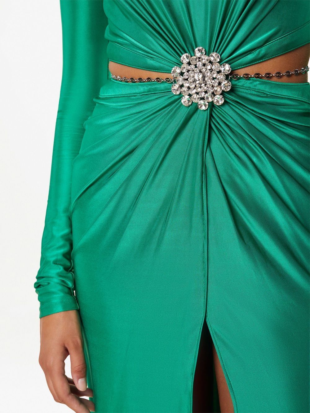 green rabanne dress Paco Rabanne Green Viscose Rhinestones Trim Dress sz 8 l Michael's Luxury Consignment Michael's Consignment NYC