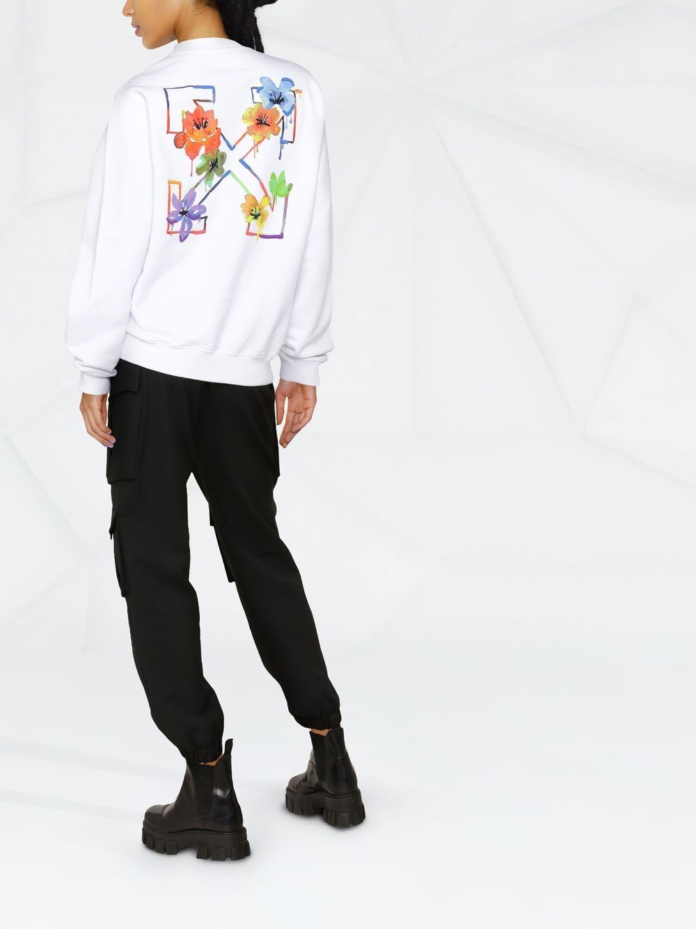 OFF-WHITE WOMEN Floral Arrow Sweatshirt White - MAISONDEFASHION.COM