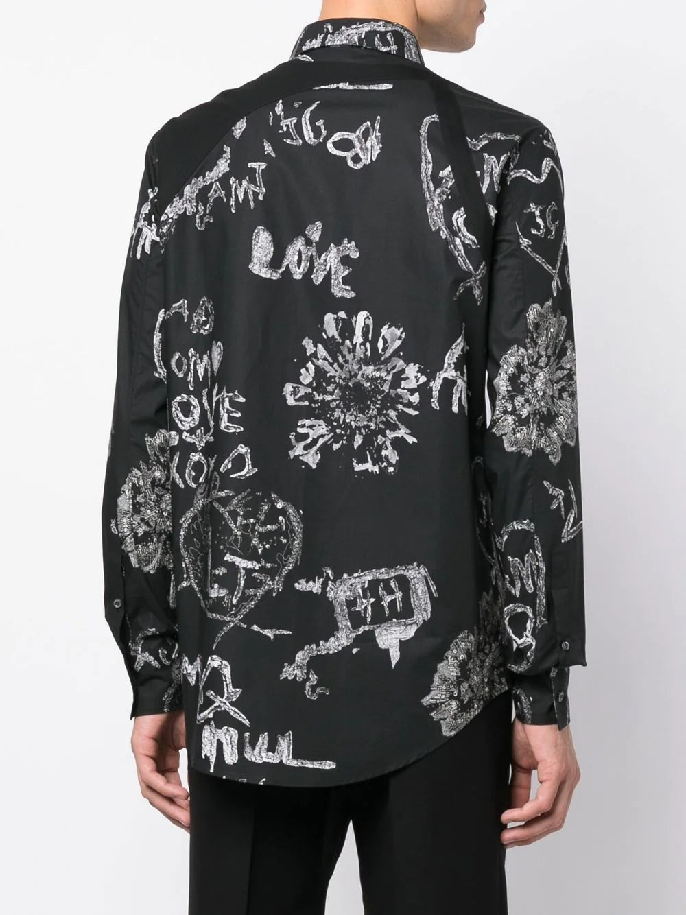 ALEXANDER MCQUEEN Graphic Print Harness Shirt Black/White - MAISONDEFASHION.COM