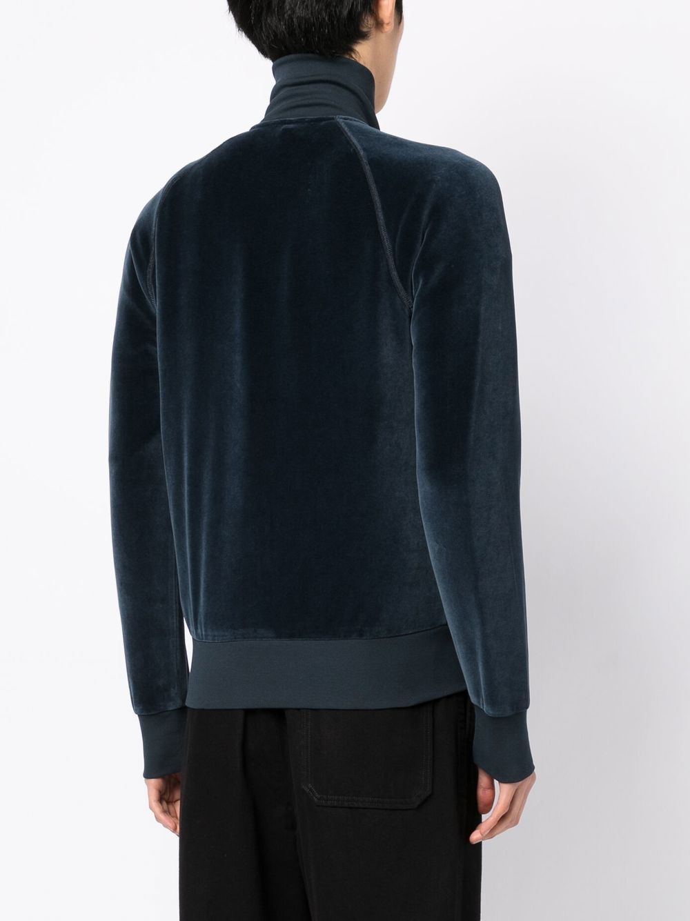 TOM FORD Zip Up Velour Jacket Navy - MAISONDEFASHION.COM