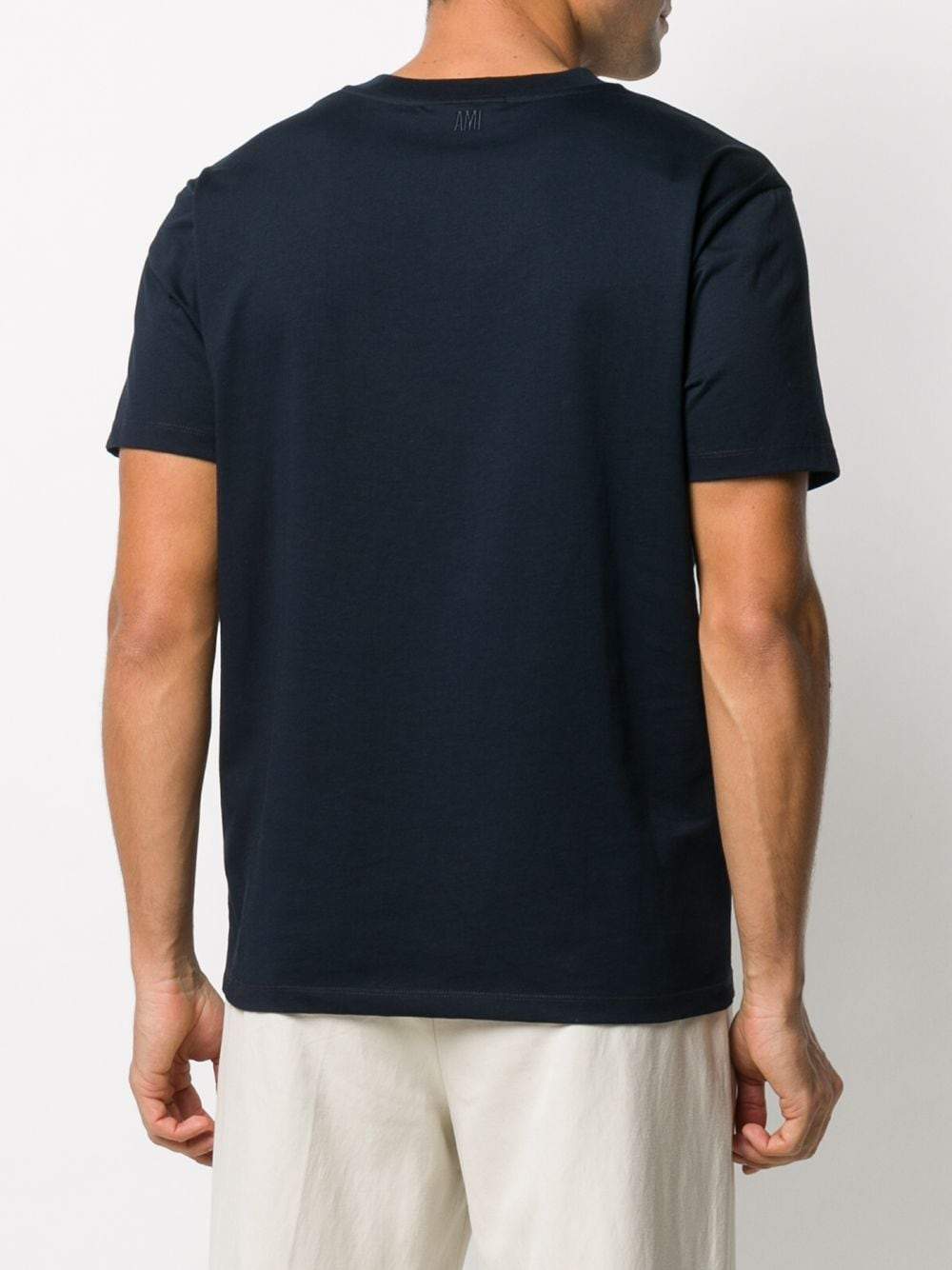 AMI De Coeur Logo T-Shirt Navy - MAISONDEFASHION.COM