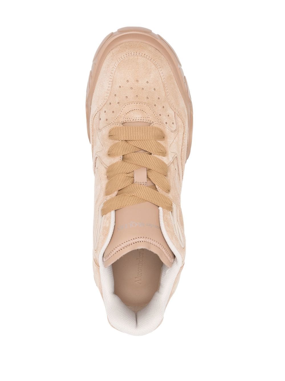 Alexander McQueen Suede Court Sneakers Beige - MAISONDEFASHION.COM