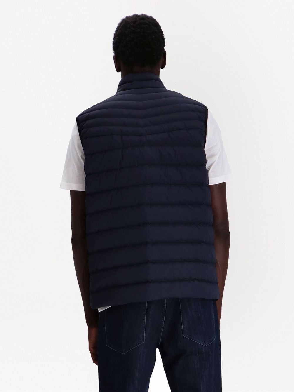 BOSS Logo Patch Down Gilet Navy - MAISONDEFASHION.COM