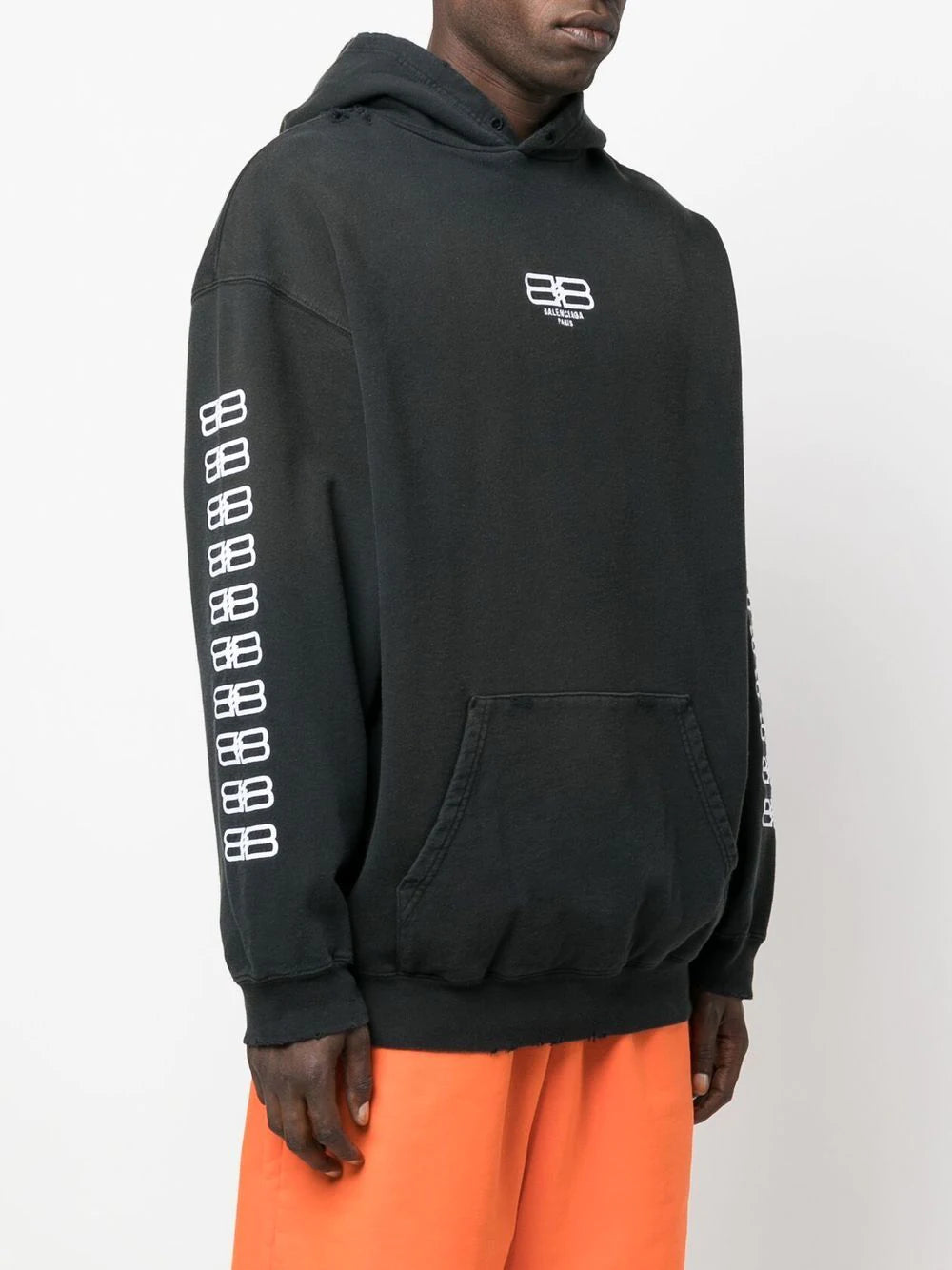 BALENCIAGA BB Paris Logo Hoodie Black - MAISONDEFASHION.COM