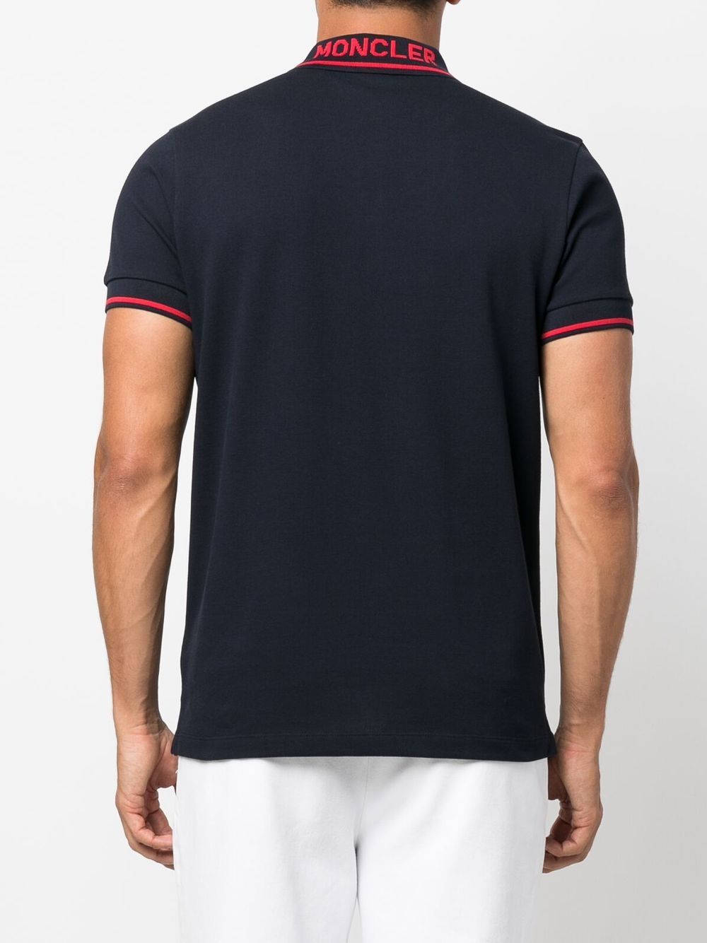 MONCLER Logo Patch Polo Shirt Navy - MAISONDEFASHION.COM