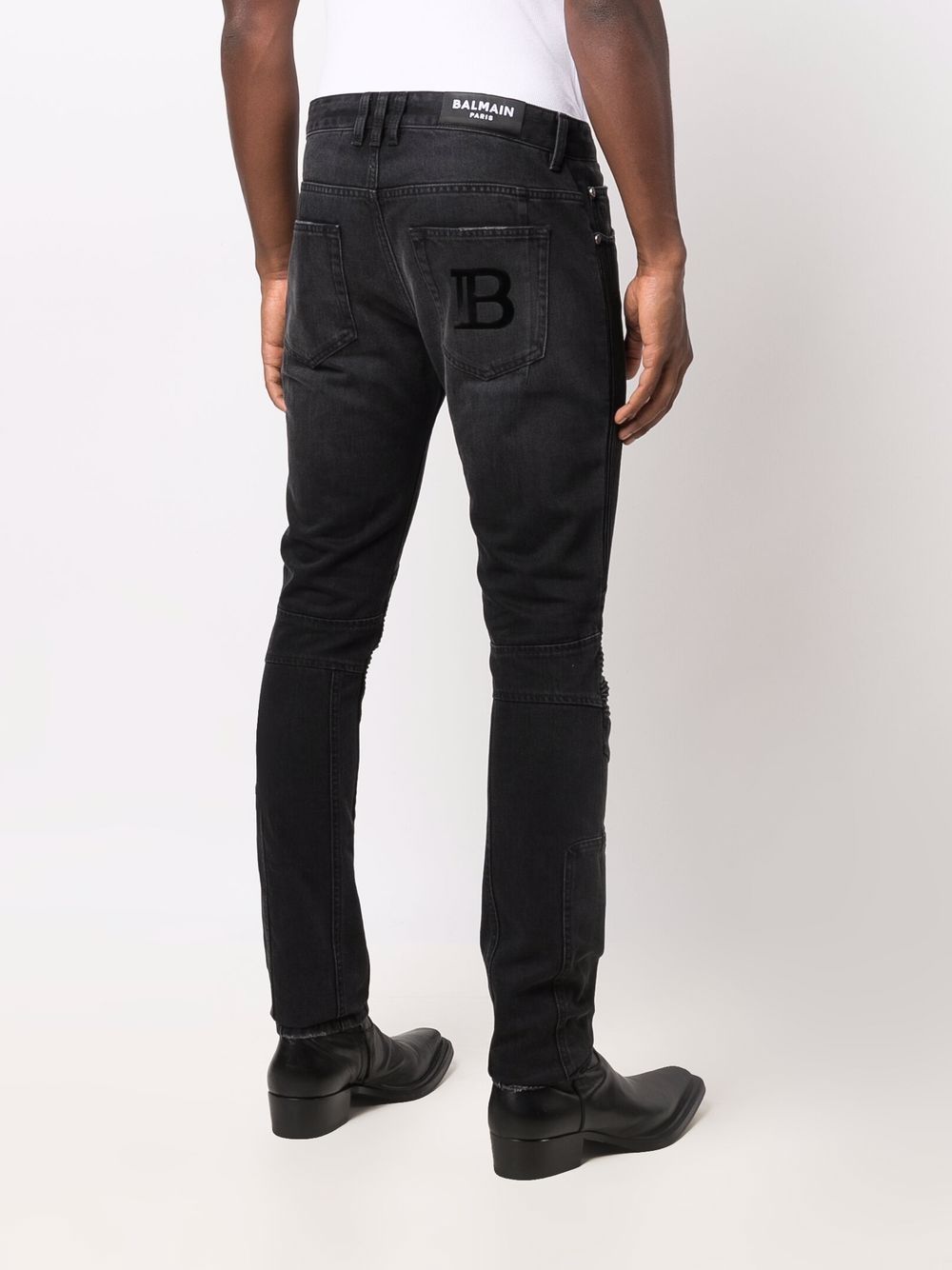 BALMAIN B Embroidered Skinny Jeans Black - MAISONDEFASHION.COM
