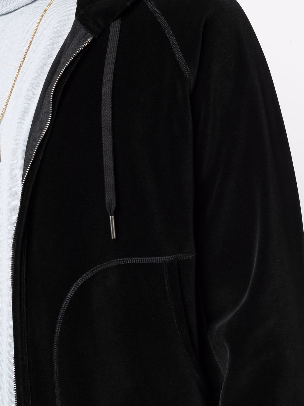 TOM FORD Velour Zipped Jacket Black - MAISONDEFASHION.COM