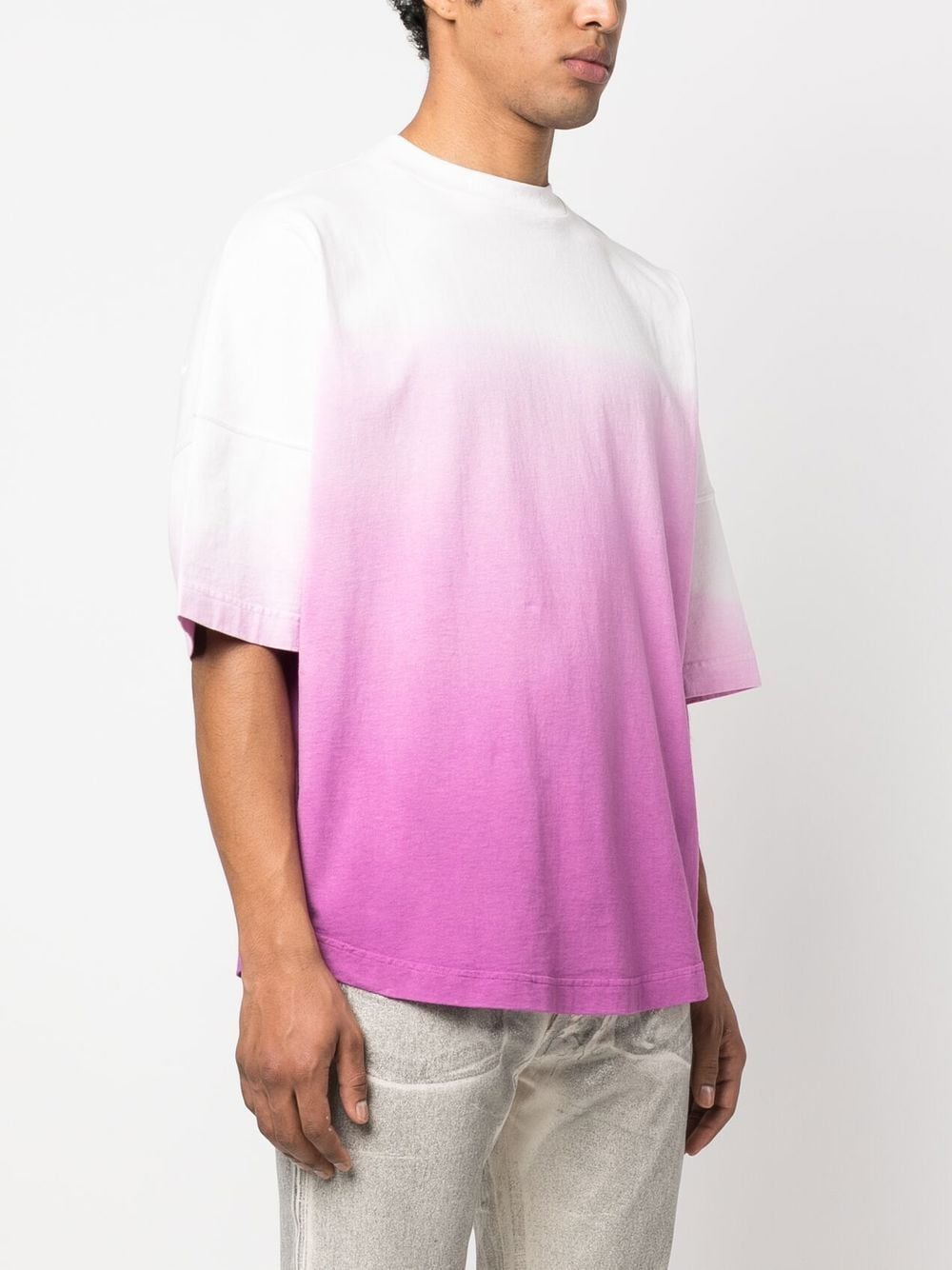 PALM ANGELS Gradient Over Logo Tee Purple/White - MAISONDEFASHION.COM