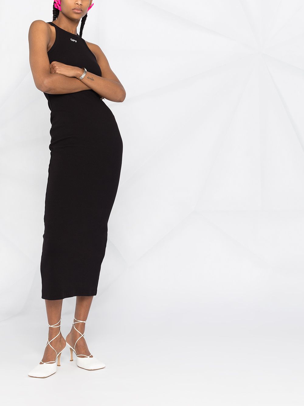 OFF-WHITE WOMEN Basic Ribbed Dress Black - MAISONDEFASHION.COM