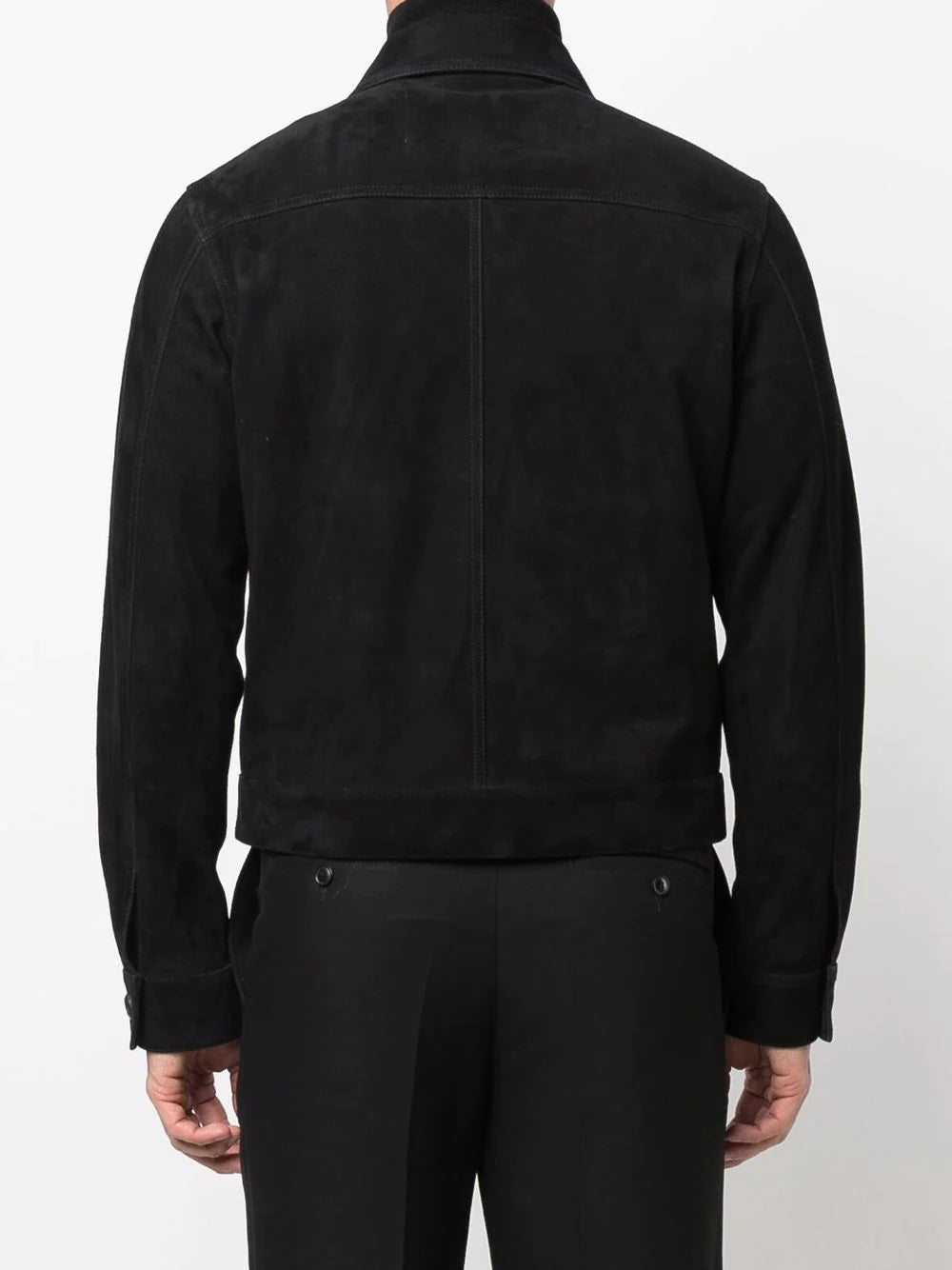 AMI PARIS Suede Buttoned Overshirt Black - MAISONDEFASHION.COM