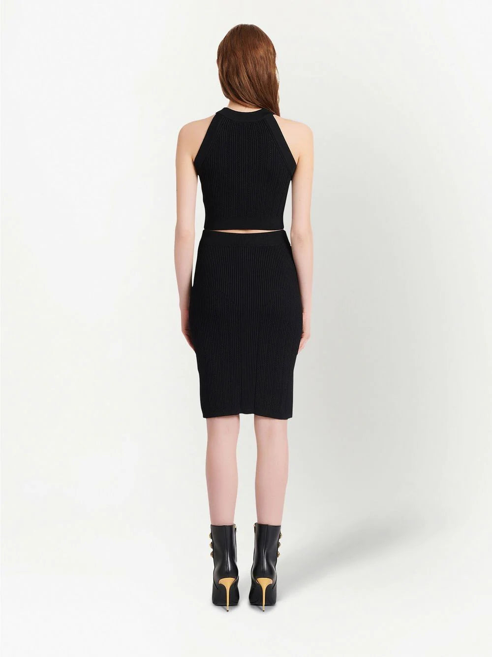 BALMAIN WOMEN 6 Button Crop Top Black - MAISONDEFASHION.COM