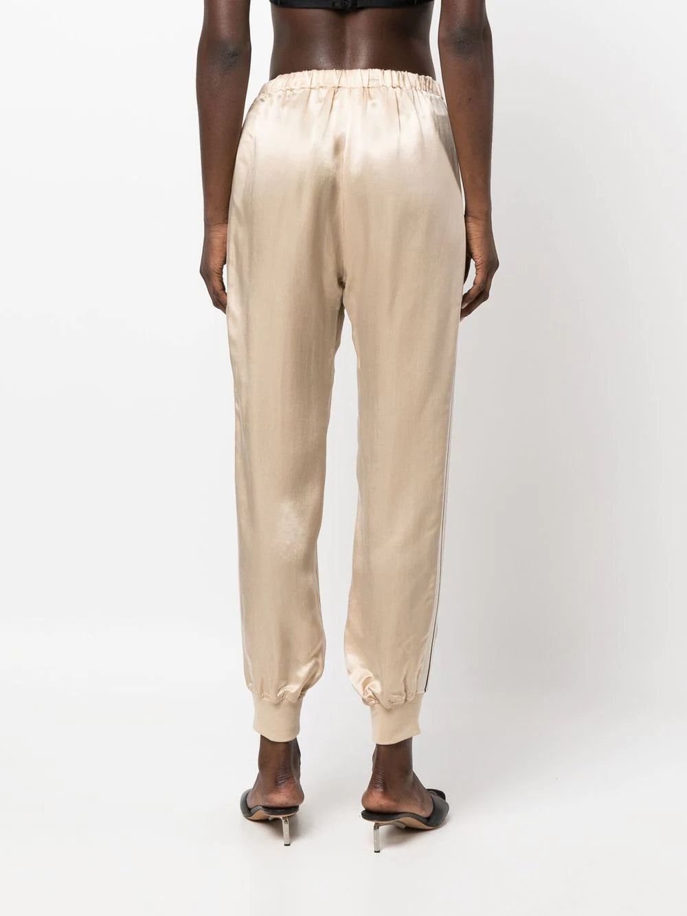 PALM ANGELS WOMEN Luxury Track Pants Beige - MAISONDEFASHION.COM