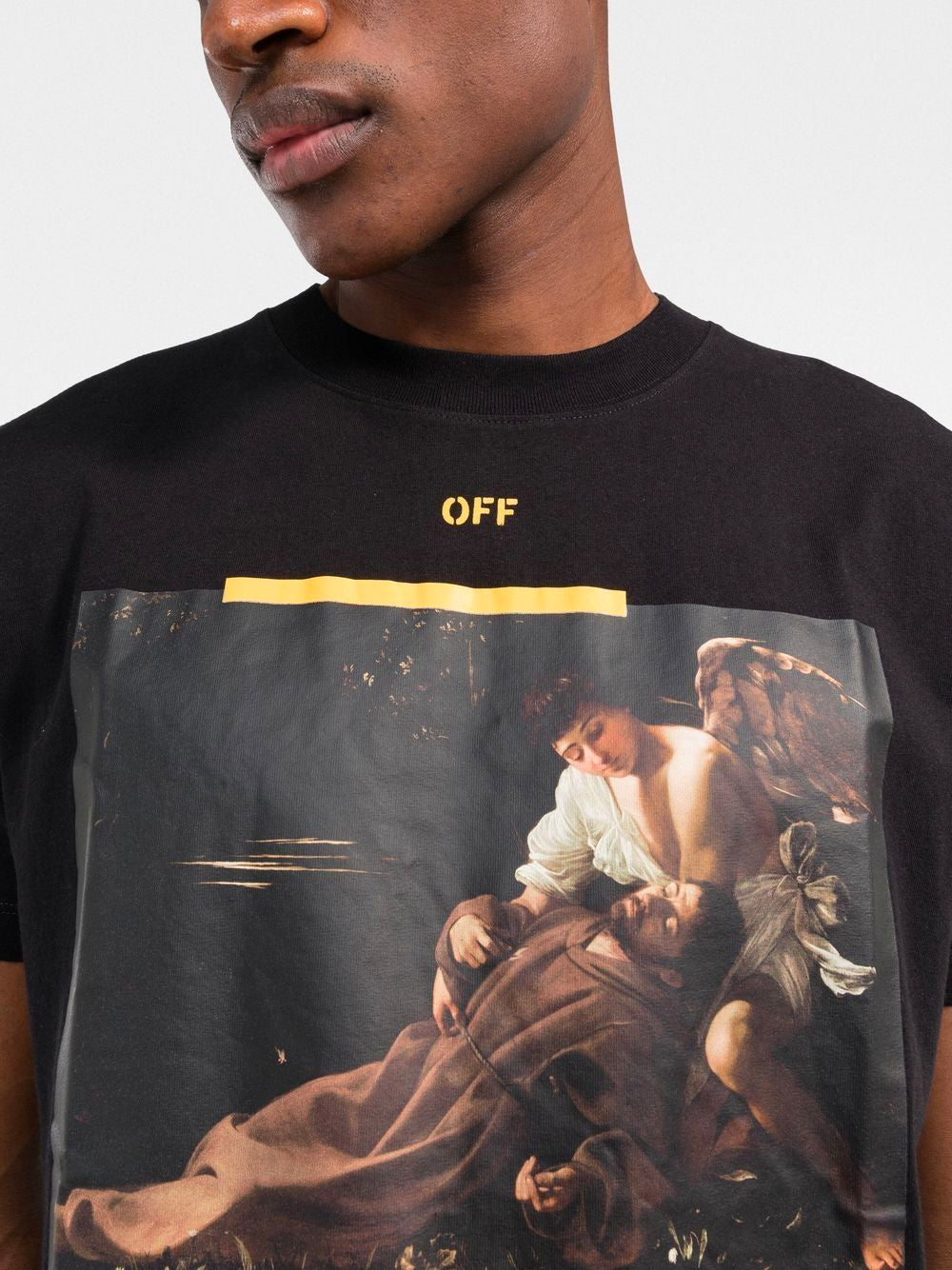 OFF-WHITE Caravaggio Slim T-Shirt Black - MAISONDEFASHION.COM