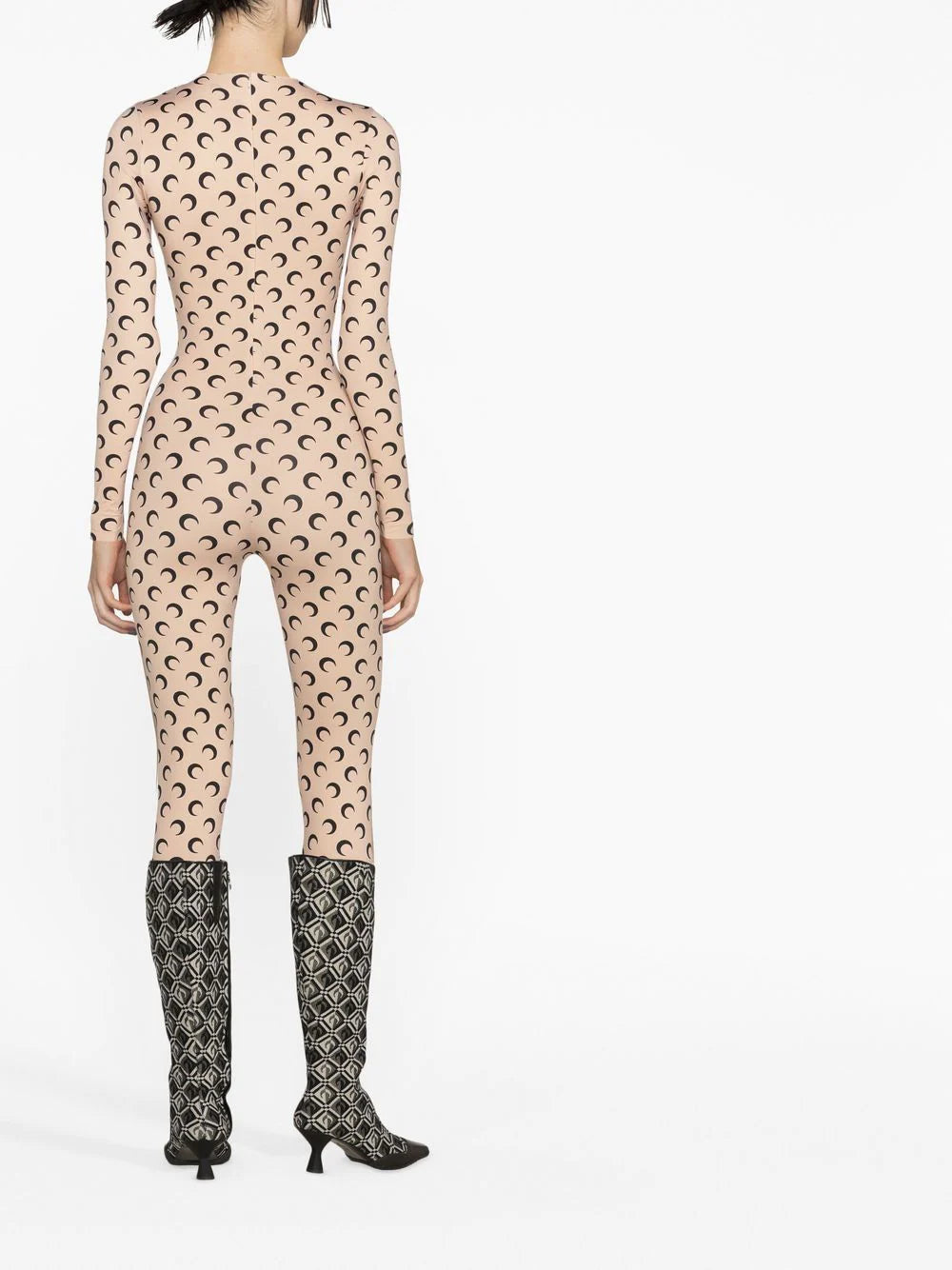 MARINE SERRE WOMEN Crescent Moon Jumpsuit Tan - MAISONDEFASHION.COM
