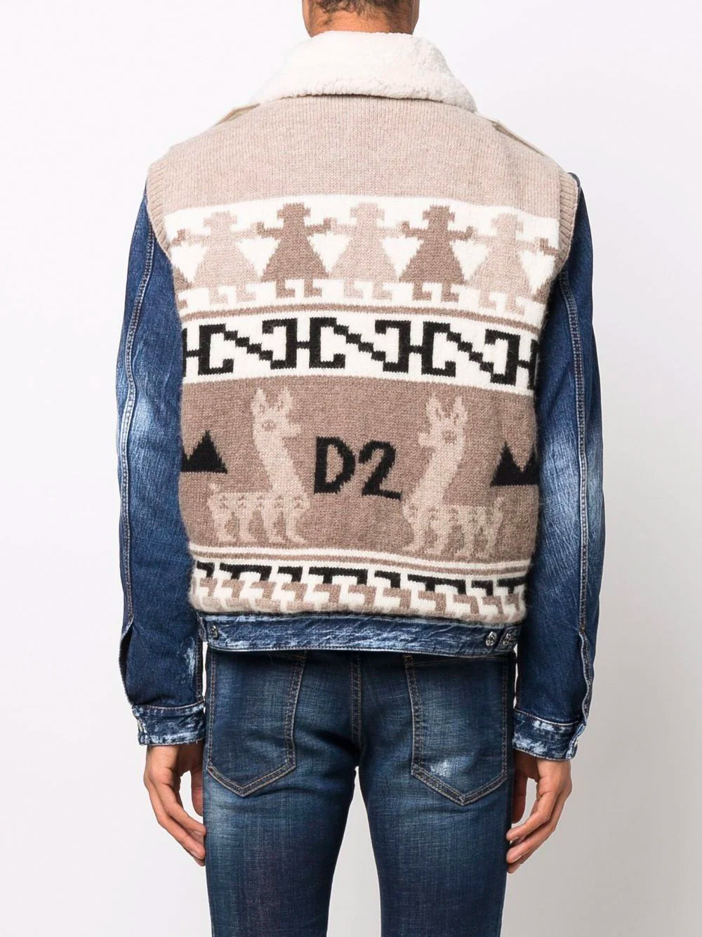 DSQUARED2 Knit Panel Denim Jacket - MAISONDEFASHION.COM