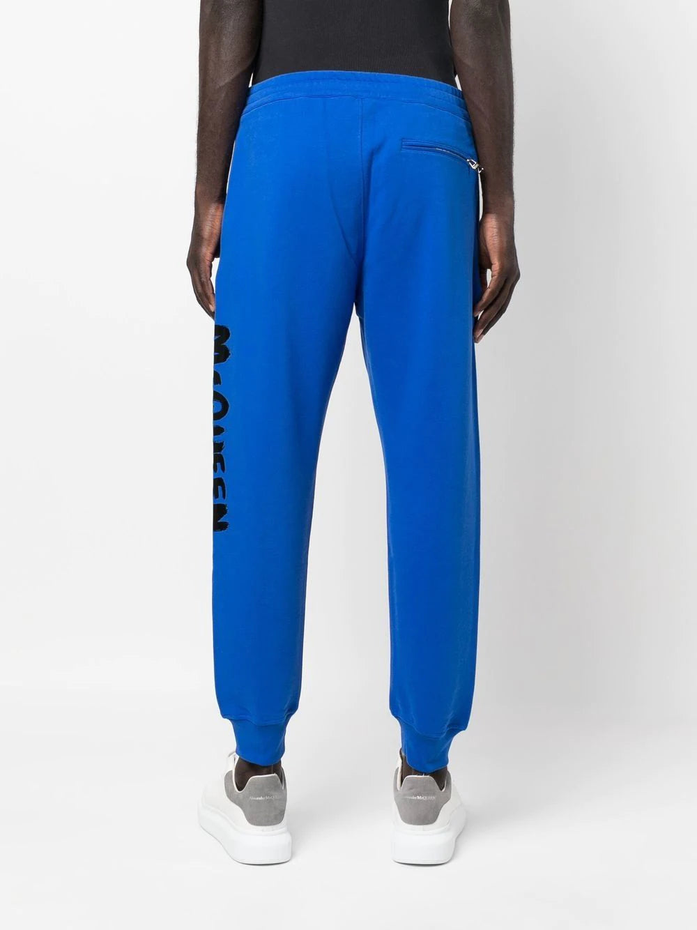 ALEXANDER MCQUEEN Graffiti Logo Print Sweat Pants Royal Blue - MAISONDEFASHION.COM